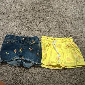 12 mo skort and stretchy embroidered jean shorts, cat and jack